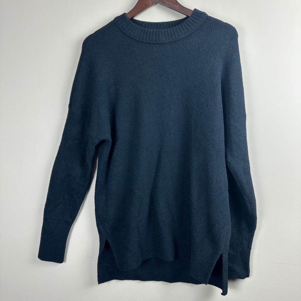 Abercrombie Fitch Soft AF Sweater Womens M Black Fuzzy Knit Oversized Tunic